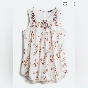 Mason Belle Floral Embroidered &Lace Detail Sleeveless Top | Size XL
